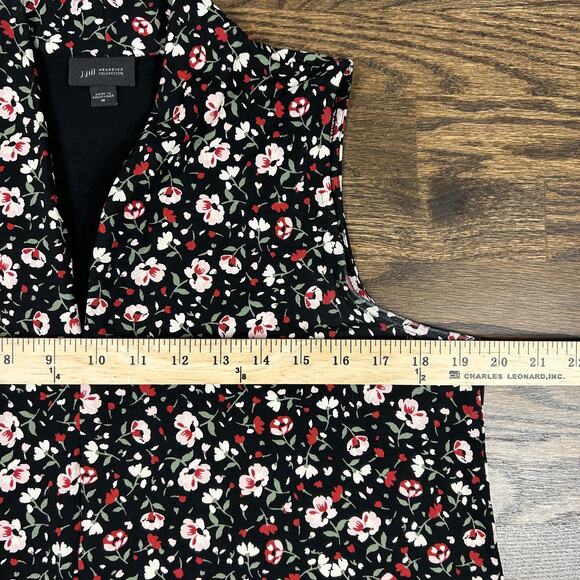 J Jill Wearever Collection Dress Womens Medium Black Floral Sleeveless Midi - Picture 6 of 12
